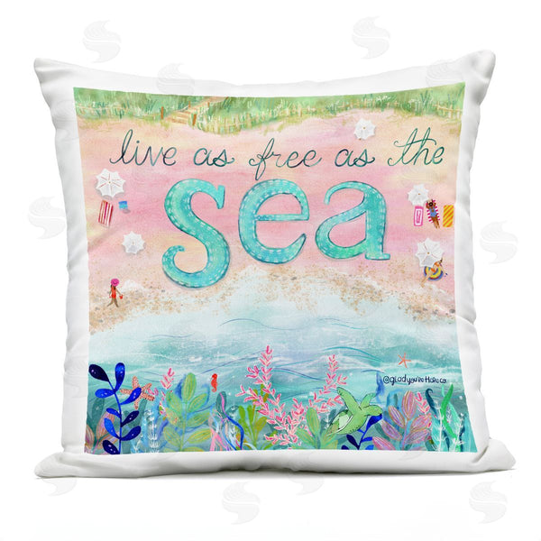 Stupell Industries Glad You're Here Co. | Live Free As The Sea Printed Throw Pillow