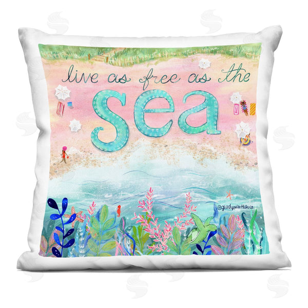 stupell industries Glad You're Here Co. | Live Free As The Sea Printed Throw Pillow