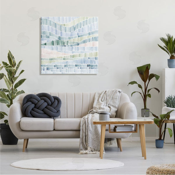 Stupell Industries Grace Popp | Abstract Layered Waves Striped Blue Green Beige Pattern Wall Art