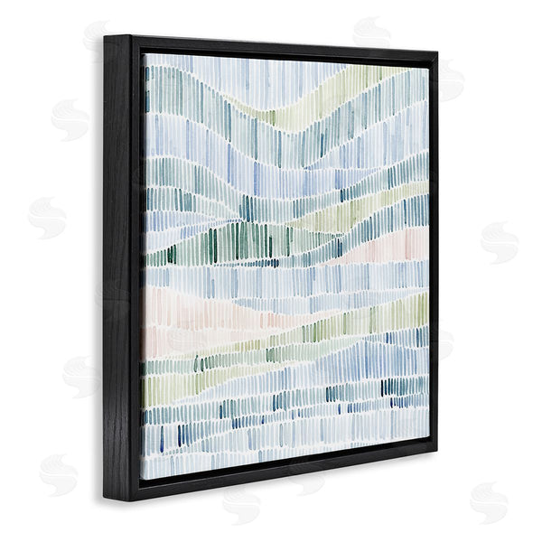 Stupell Industries Grace Popp | Abstract Layered Waves Striped Blue Green Beige Pattern Wall Art