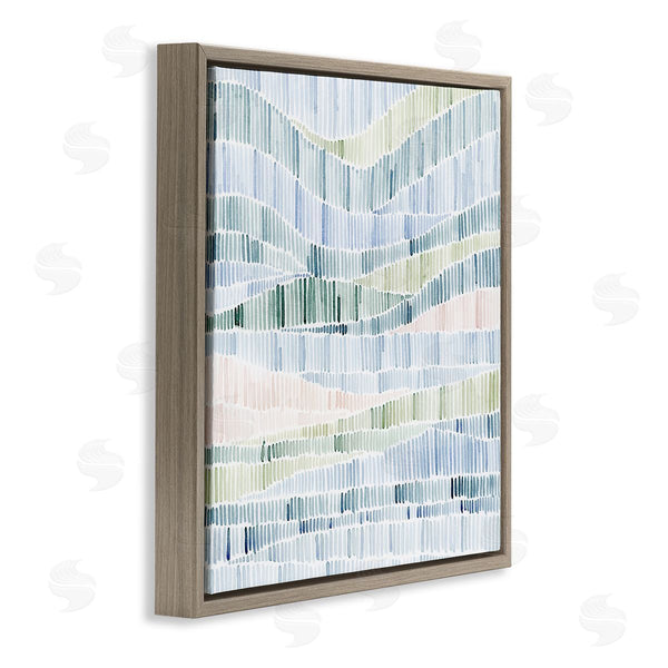 Stupell Industries Grace Popp | Abstract Layered Waves Striped Blue Green Beige Pattern Wall Art