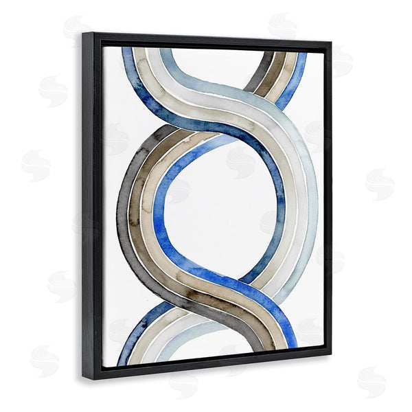 Stupell Industries Grace Popp | Abstract Line Braid Blue Brown Pattern Watercolor Painting Wall Art