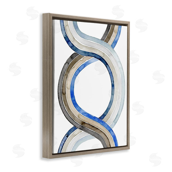 Stupell Industries Grace Popp | Abstract Line Braid Blue Brown Pattern Watercolor Painting Wall Art