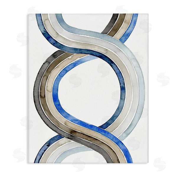 stupell industries Grace Popp | Abstract Line Braid Blue Brown Pattern Watercolor Painting Wall Art