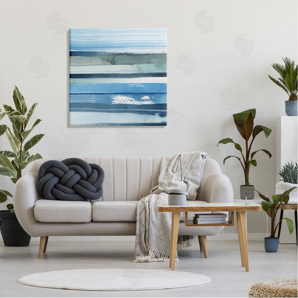Stupell Industries Grace Popp | Abstract Ocean Landscape Saturated Blue Striped Lines Wall Art