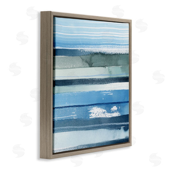 Stupell Industries Grace Popp | Abstract Ocean Landscape Saturated Blue Striped Lines Wall Art