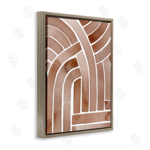 Stupell Industries Grace Popp | Abstract Rounded Stripes Lines Brown Watercolor Design Wall Art