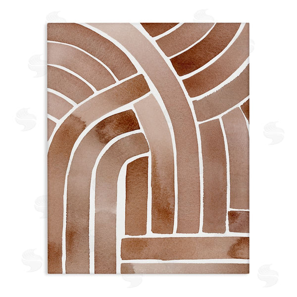 stupell industries Grace Popp | Abstract Rounded Stripes Lines Brown Watercolor Design Wall Art