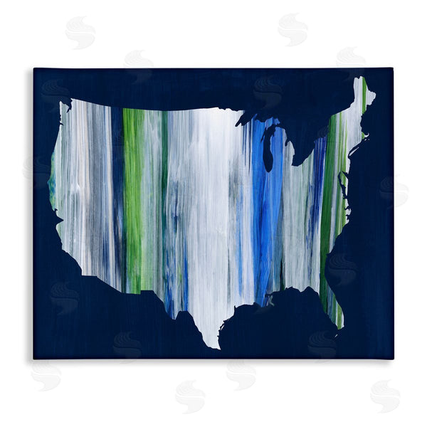 stupell industries Grace Popp | Abstract Stripe United States of America Map Wall Art