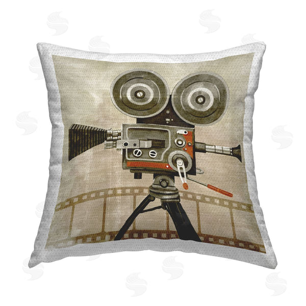 Stupell Industries Grace Popp | Antique Film Camera Vintage Movies Printed Throw Pillow
