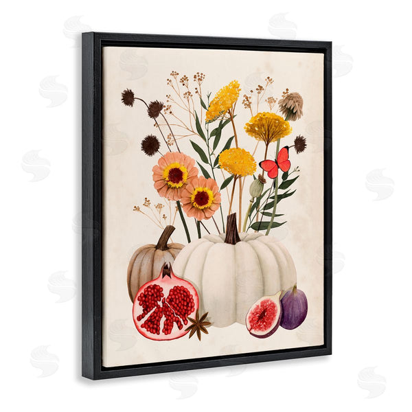 Stupell Industries Grace Popp | Autumn Harvest Arrangement Pumpkin Pomegranate Fig Fruits Wall Art