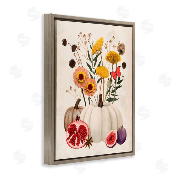 Stupell Industries Grace Popp | Autumn Harvest Arrangement Pumpkin Pomegranate Fig Fruits Wall Art