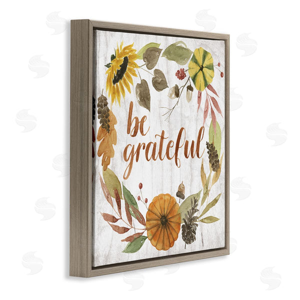 Stupell Industries Grace Popp | Be Thankful Whimsical Text Autumn Foliage