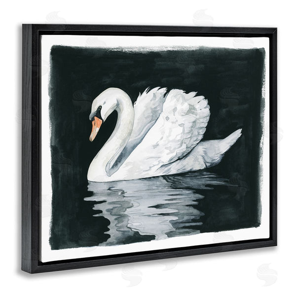 Stupell Industries Grace Popp | Beautiful Swan Black Reflection