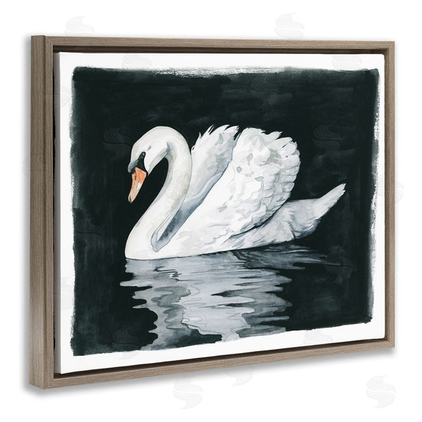 Stupell Industries Grace Popp | Beautiful Swan Black Reflection