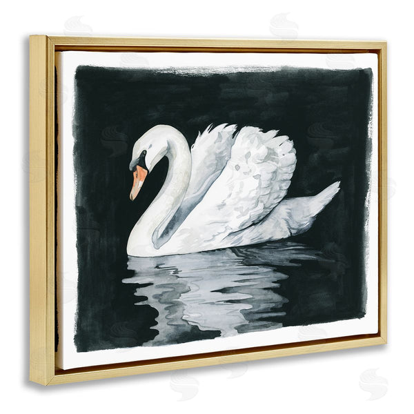 Stupell Industries Grace Popp | Beautiful Swan Black Reflection