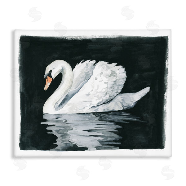 stupell industries Grace Popp | Beautiful Swan Black Reflection