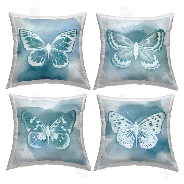 Stupell Industries Grace Popp | Blue Abstract Butterflies Printed Throw Pillow Set
