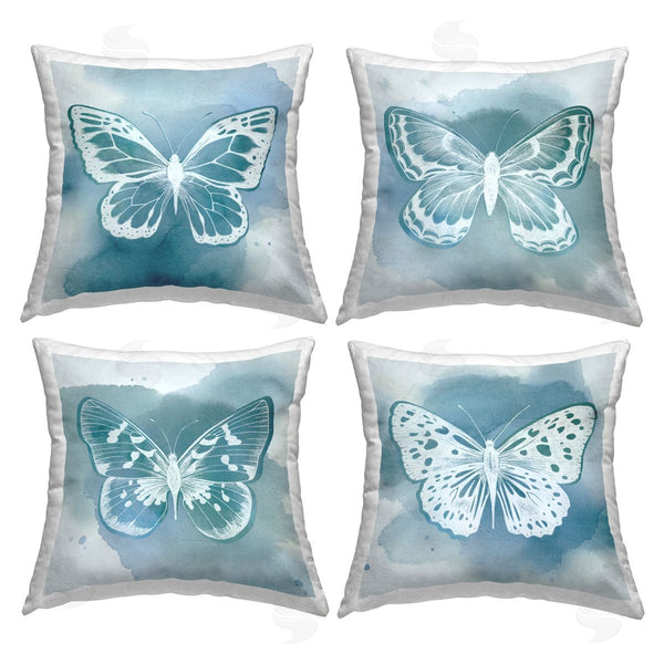 stupell industries Grace Popp | Blue Abstract Butterflies Printed Throw Pillow Set