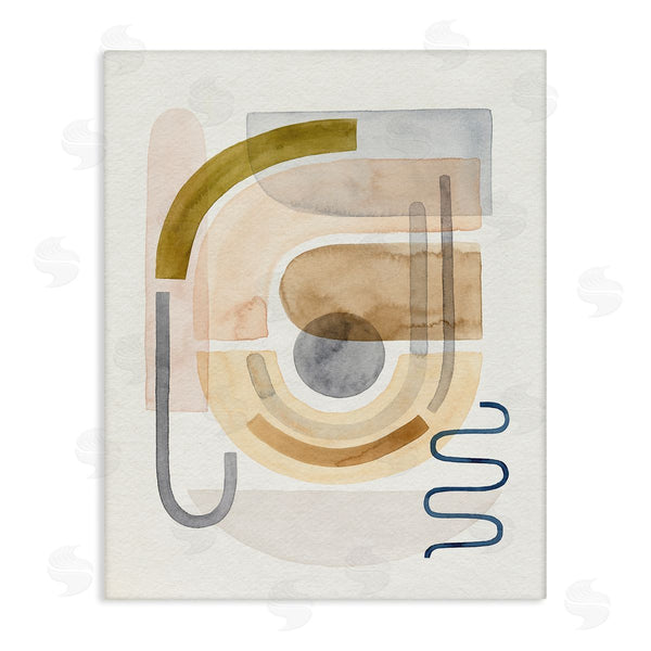 stupell industries Grace Popp | Blue Beige Expressive Geometric Shape Abstraction Wall Art