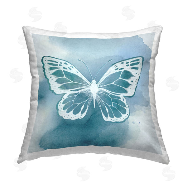 stupell industries Grace Popp | Blue Butterfly Splash Printed Throw Pillow