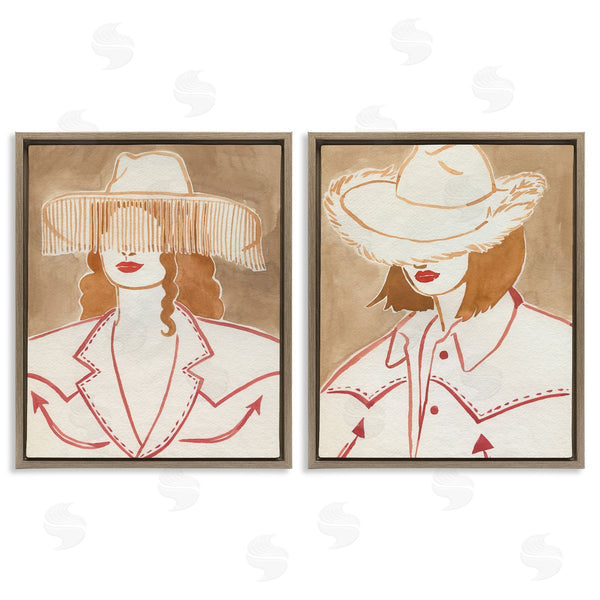 Stupell Industries Grace Popp | Boho Cowgirls In Hats