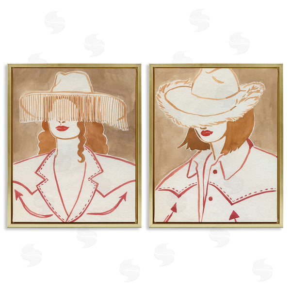 Stupell Industries Grace Popp | Boho Cowgirls In Hats