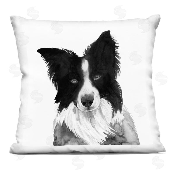 stupell industries Grace Popp | Bold Black Border Collie Dog Breed Portrait Printed Throw Pillow