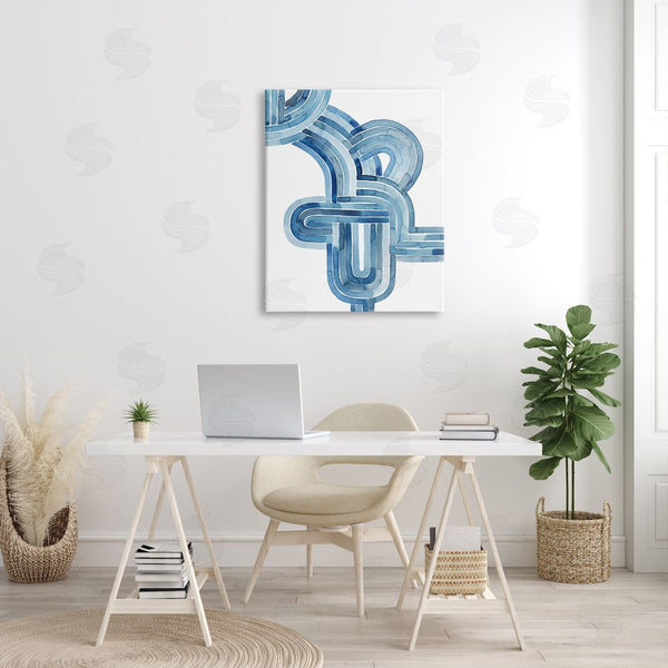 Stupell Industries Grace Popp | Braided Blue Line Abstraction Modern Watercolor Weave Wall Art
