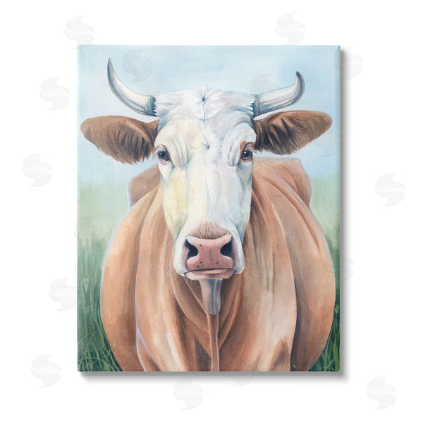 stupell industries Grace Popp | Brown Cow Gazing Portrait Wall Art