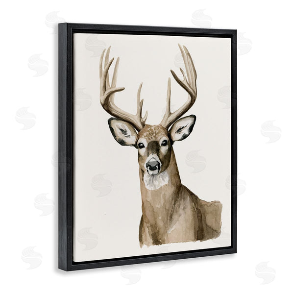 Stupell Industries Grace Popp | Brown Deer Gazing Antlers Watercolor Style Portrait Wall Art