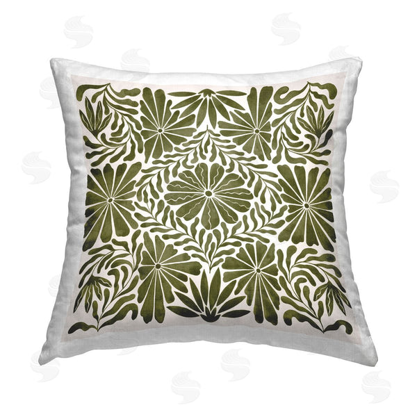 stupell industries Grace Popp | Centric Circular Flowers Printed Throw Pillow