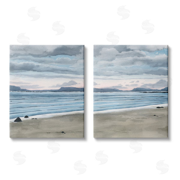 stupell industries Grace Popp | Cloudy Summer Beach Shore Watercolor Wall Art