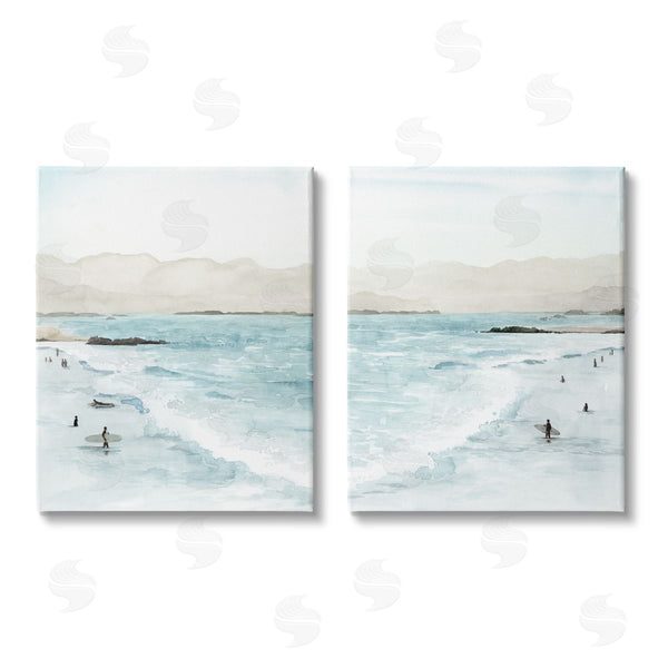 stupell industries Grace Popp | Coastal Surfers High Tide Soft Beach Wall Art