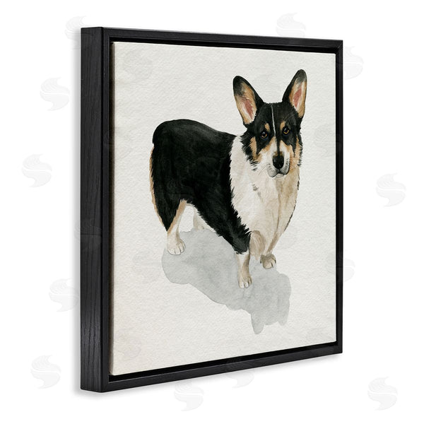 Stupell Industries Grace Popp | Corgi Pet Dog Portrait Soft Neutral Shadow