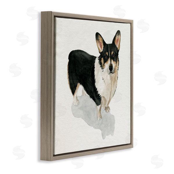 Stupell Industries Grace Popp | Corgi Pet Dog Portrait Soft Neutral Shadow