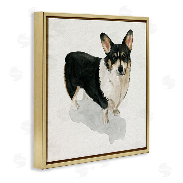 Stupell Industries Grace Popp | Corgi Pet Dog Portrait Soft Neutral Shadow