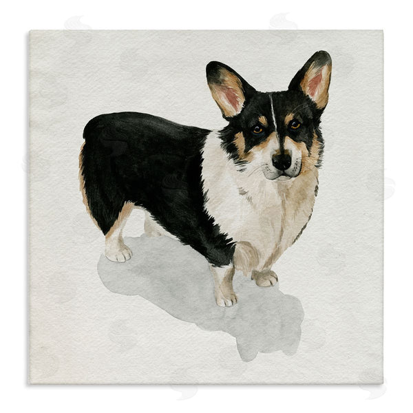 stupell industries Grace Popp | Corgi Pet Dog Portrait Soft Neutral Shadow