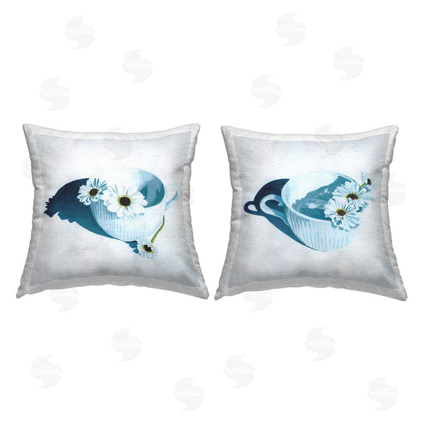 Stupell Industries Grace Popp | Country Daisies In Teacups Printed Throw Pillow Set