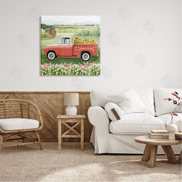 Stupell Industries Grace Popp | Country Farm Truck Sunflower Bunches Blooming Meadow Wall Art