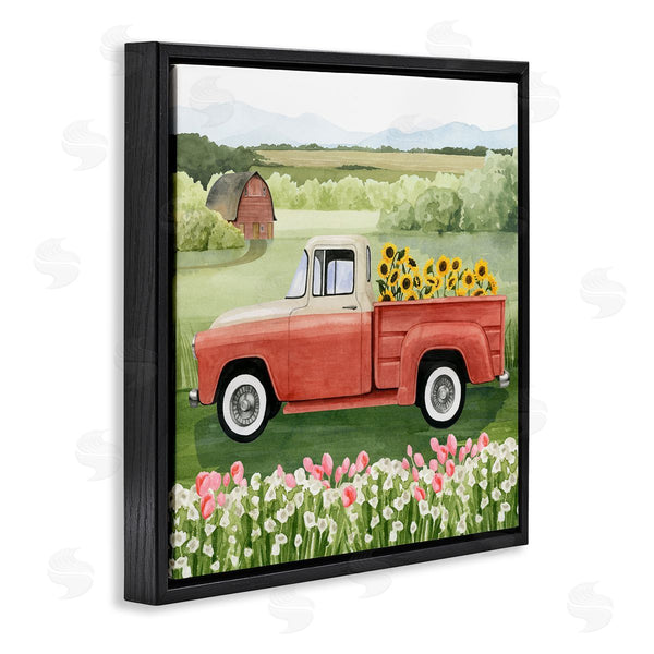 Stupell Industries Grace Popp | Country Farm Truck Sunflower Bunches Blooming Meadow Wall Art