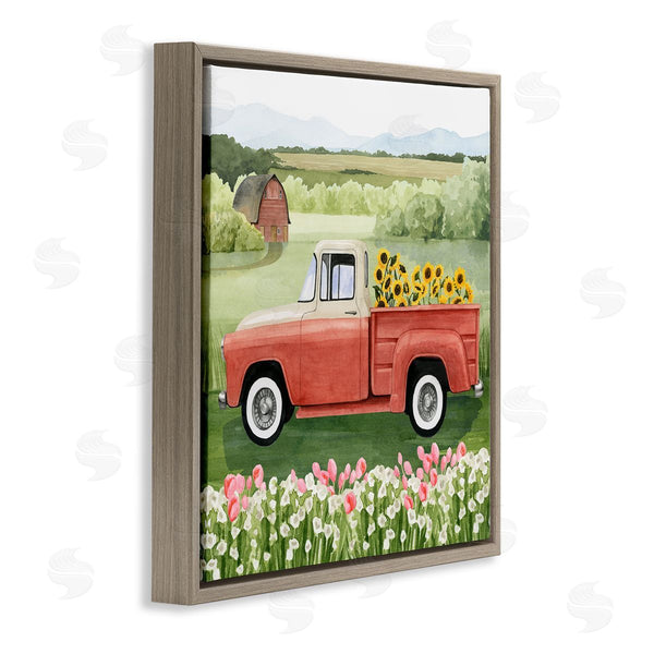 Stupell Industries Grace Popp | Country Farm Truck Sunflower Bunches Blooming Meadow Wall Art
