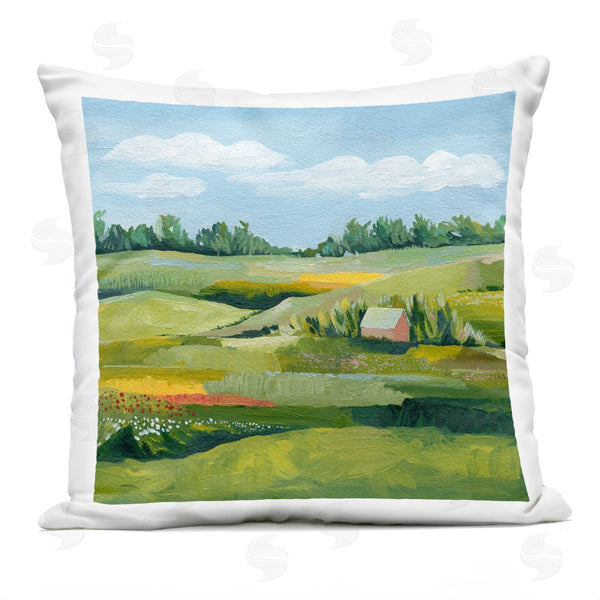 Stupell Industries Grace Popp | Countryside Meadow Farm Cottage Printed Throw Pillow