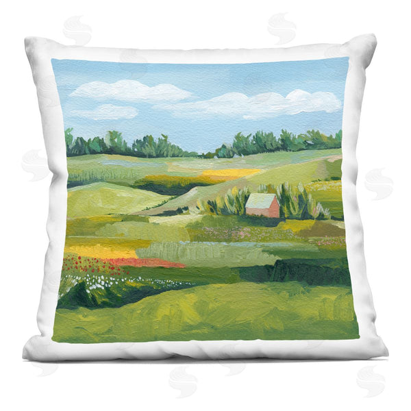 stupell industries Grace Popp | Countryside Meadow Farm Cottage Printed Throw Pillow