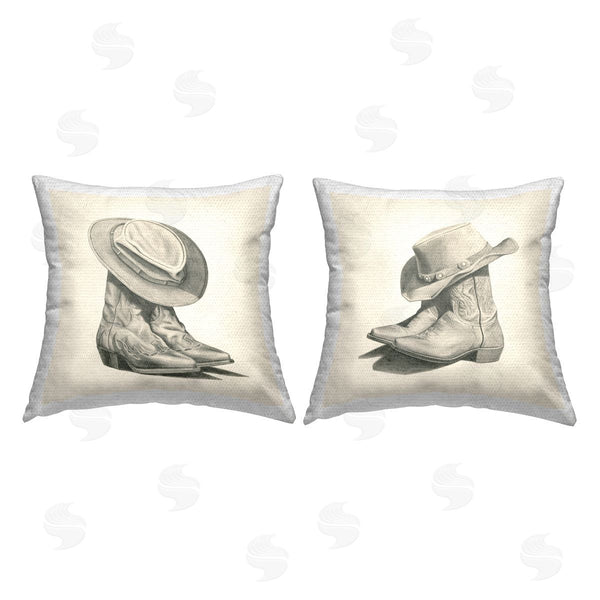 Stupell Industries Grace Popp | Cowboy Boots & Hats Printed Throw Pillow Set