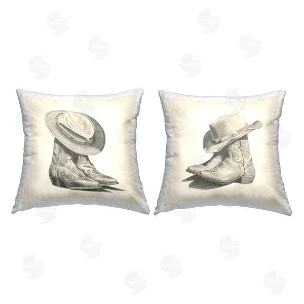 stupell industries Grace Popp | Cowboy Boots & Hats Printed Throw Pillow Set