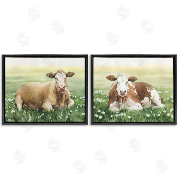 Stupell Industries Grace Popp | Cows Resting In Flower Field Wall Art