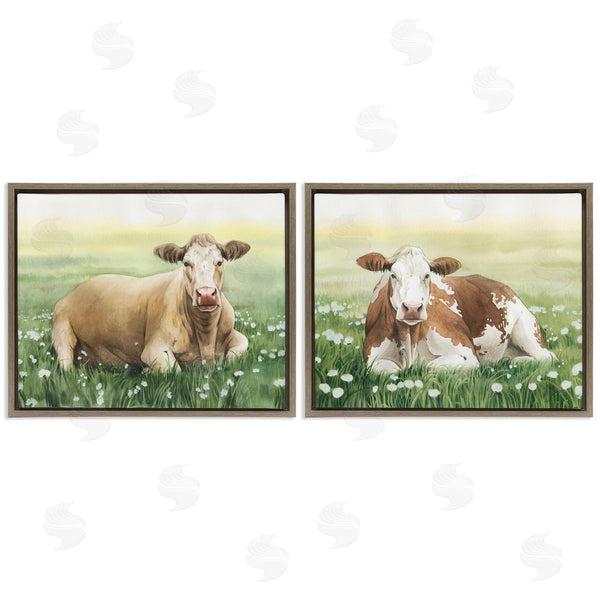Stupell Industries Grace Popp | Cows Resting In Flower Field Wall Art