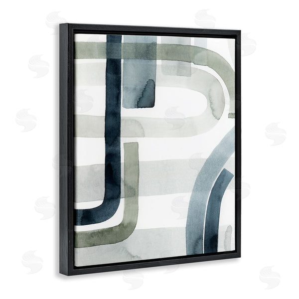 Stupell Industries Grace Popp | Dark Blue Green Linework Abstract Swoop Design