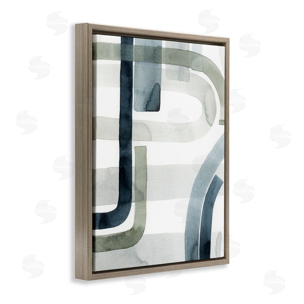 Stupell Industries Grace Popp | Dark Blue Green Linework Abstract Swoop Design